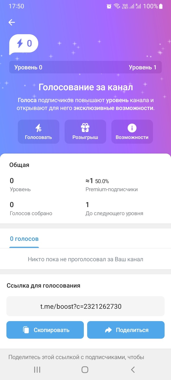 Экран статистики канала
