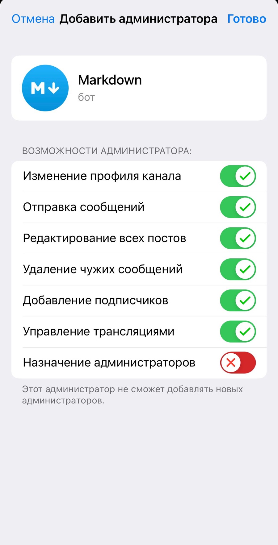 Список админов