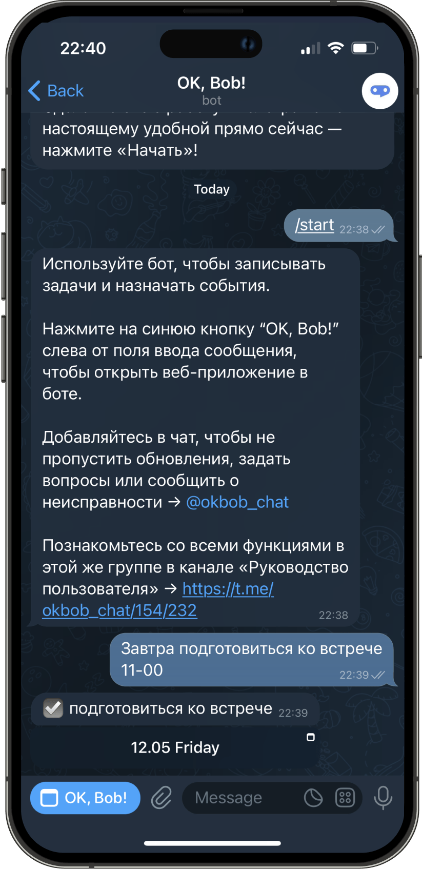 mobile telegram group chat ok-bot